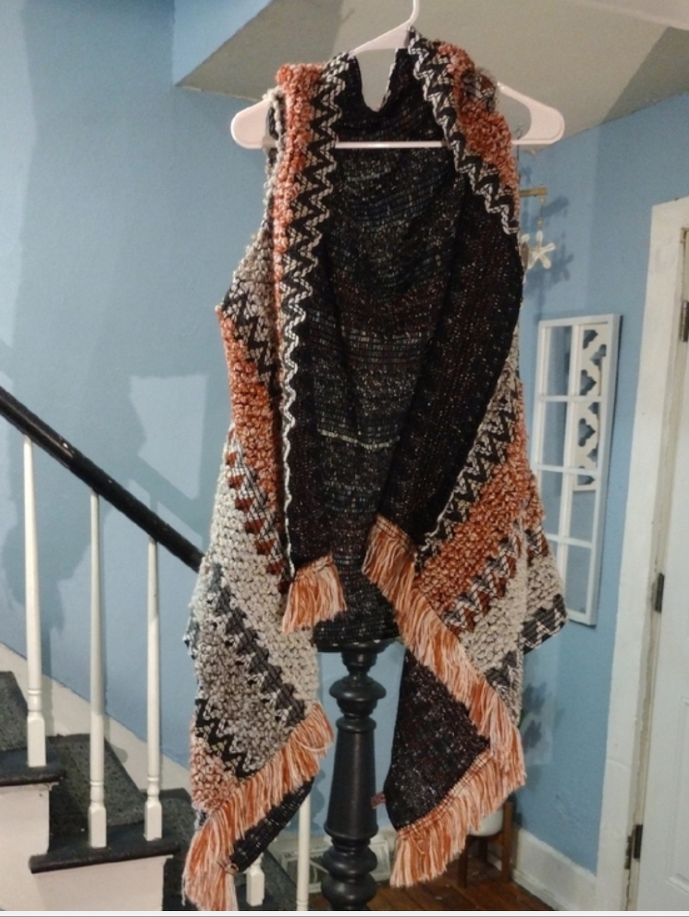 Cozy Knit Fringe Vest in Black, Gray, and Brown - Picture 9 of 9